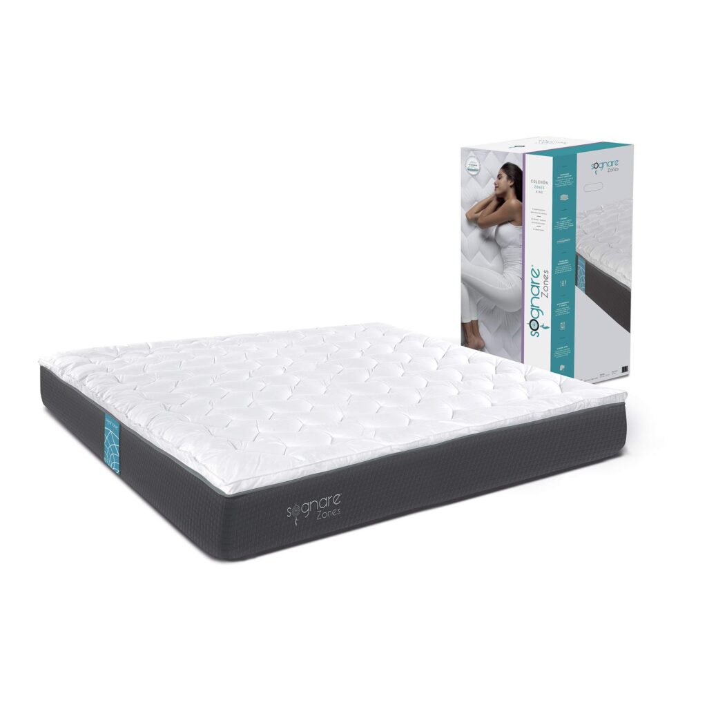 Sognare Zones Colchón Tamaño King Size de Memory Foam Densidad Semi Firme, Temperatura Frío, Hipoalergénico, Funda Removible y Lavable. 100 Noches de Garantía.