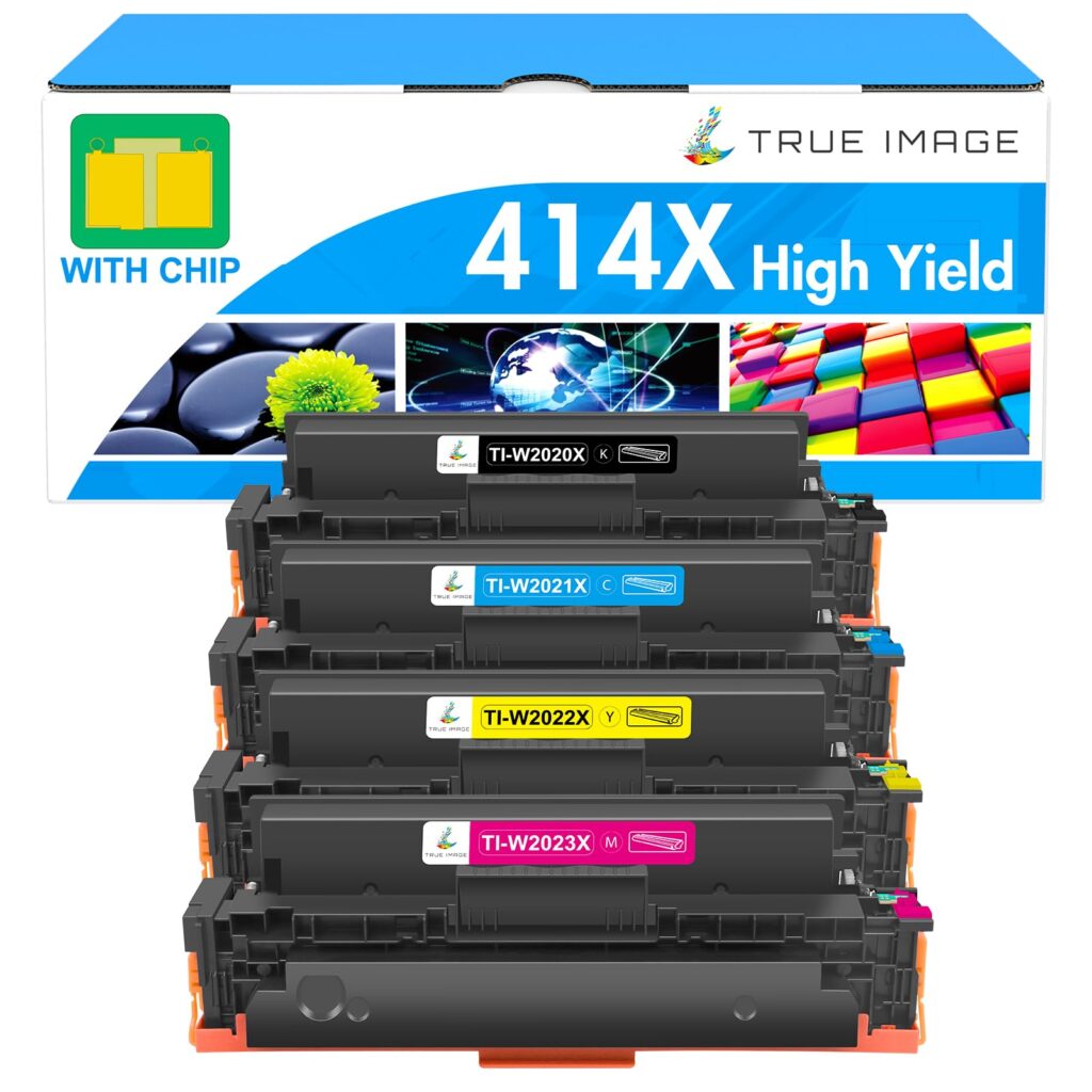 414X Toner Cartridges 4 Pack High Yield: MFP M479fdw – 414A with Chip Compatible Replacement for HP 414X 414A 2020X for HP Color Laserjet Pro MFP M479fdw M479fdn M454dw M454dn Printer Ink (K/C/M/Y)